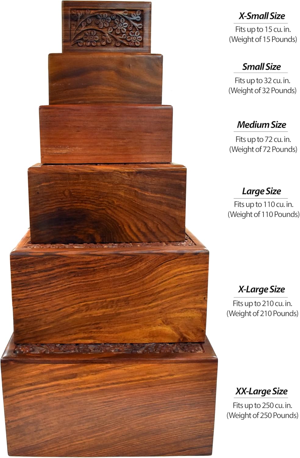 Handcrafted Rosewood Cremation Urn Tree of Life Design Large