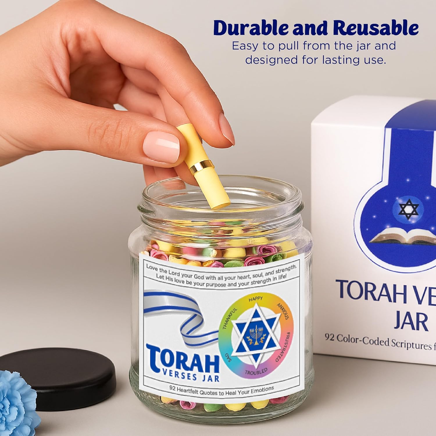 92 Color Coded Torah Verses Jar for Daily Inspiration 1