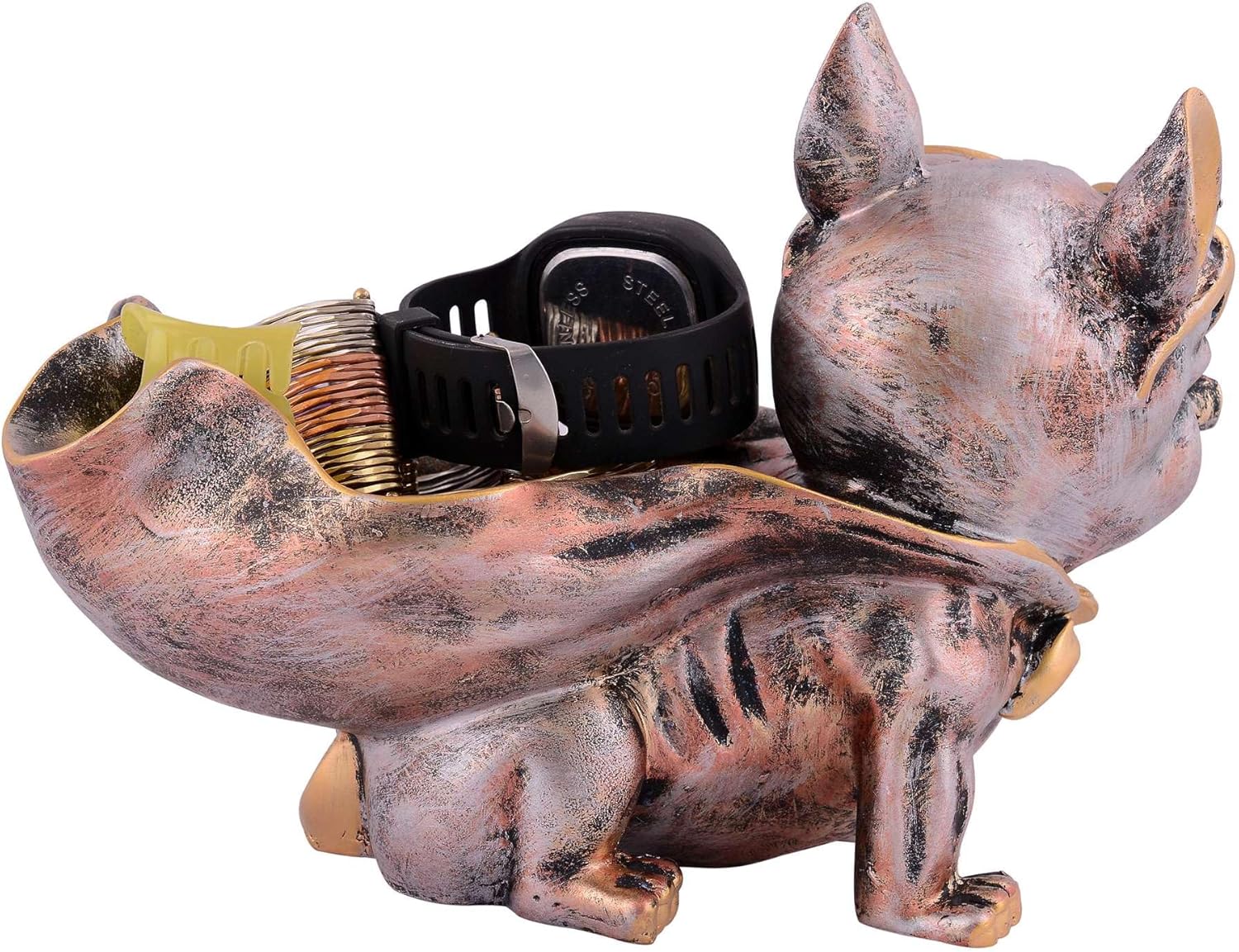 Cool Dog Sculpture Statue with Plate for Home Decor