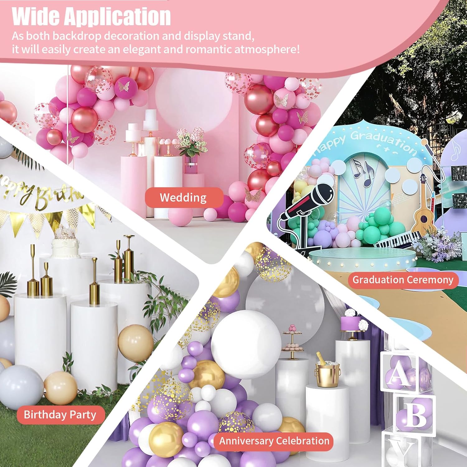 White Cylinder Pedestal Stand for Party 3Pcs Display Plinth
