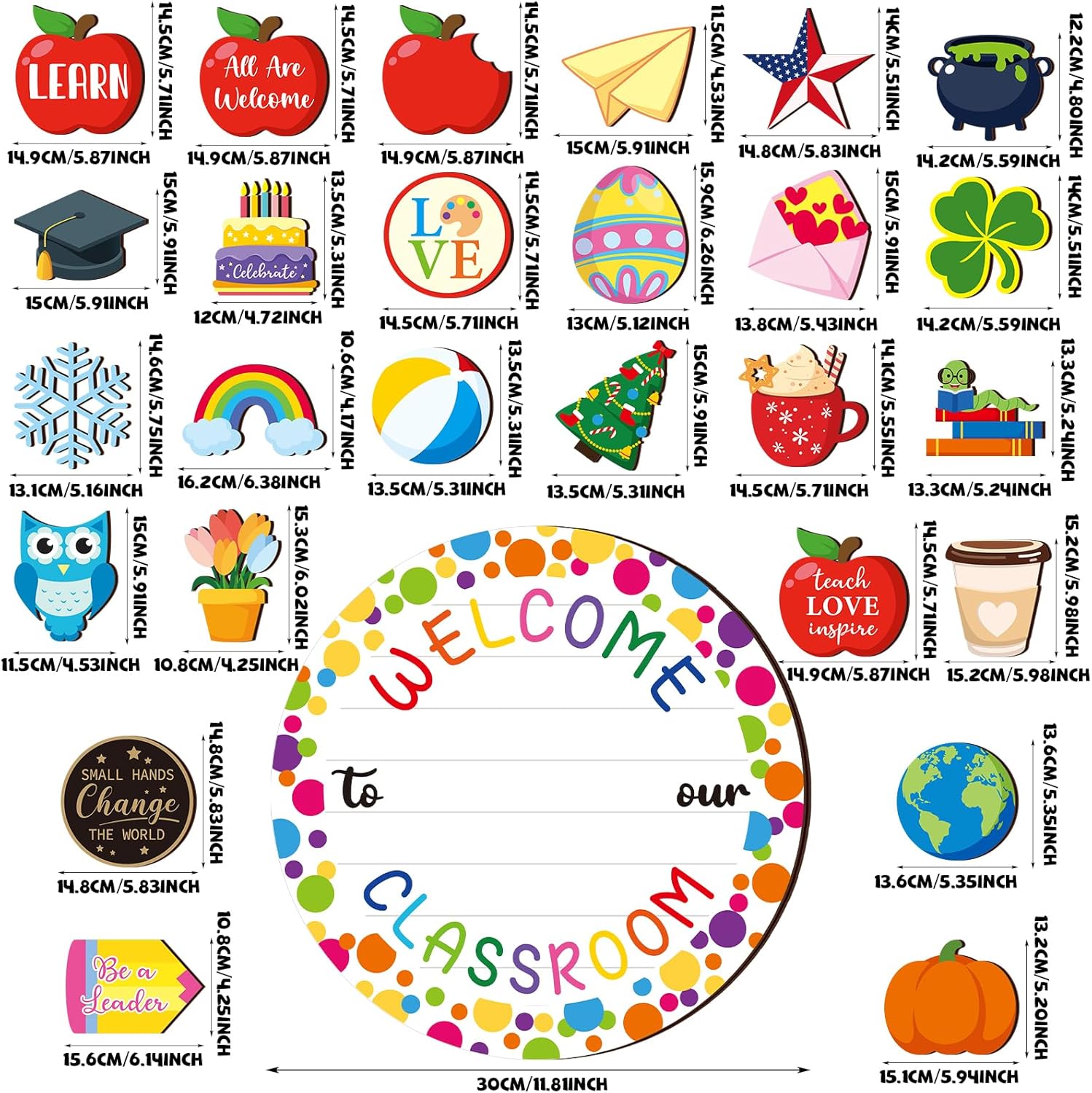 Ctosree Classroom Welcome Sign 12x12 Inches Decorative Door Hanger