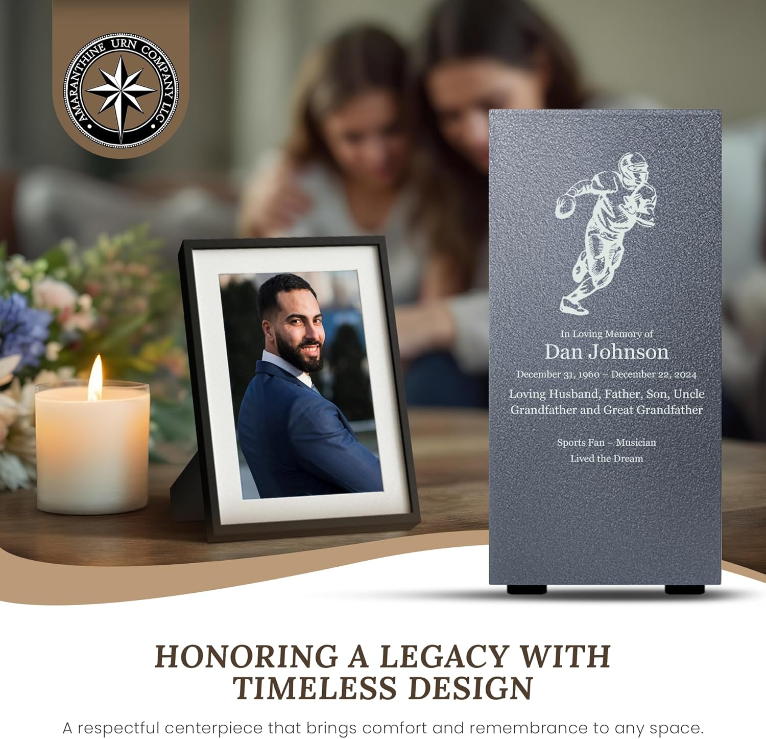 Customizable Football Cremation Urn with Engraving and Base