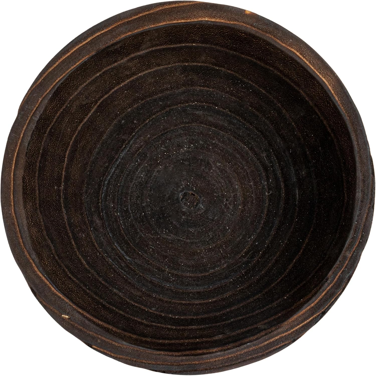 Creative Co-Op Round Paulownia Wood Pedestal Bowl Marbled Brown