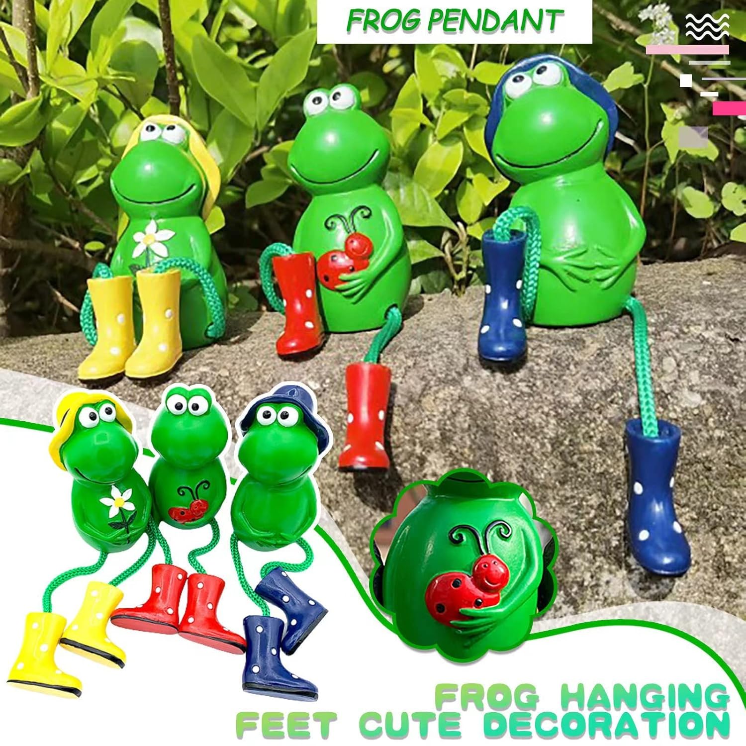 Cute Fun Frog Plant Decoration 3-Piece Set