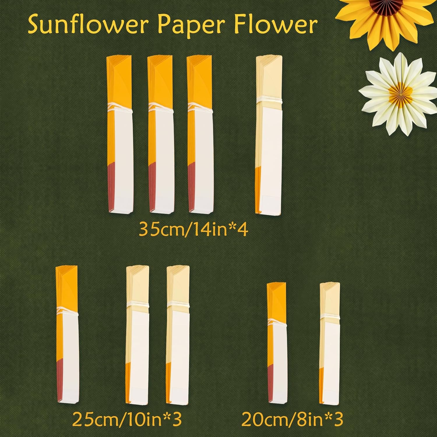 PAPER JAZZ Yellow Sunflower Folding Fans Decor Set