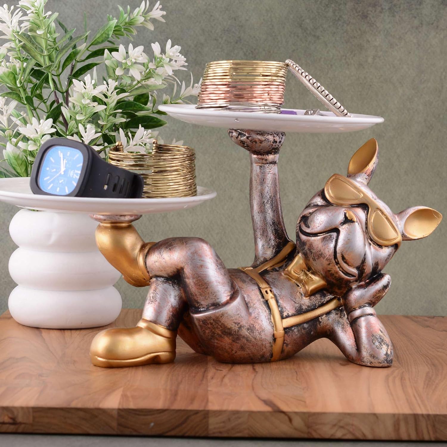 Cute Cool Dog Statue for Home Decor - Resin Sculpture