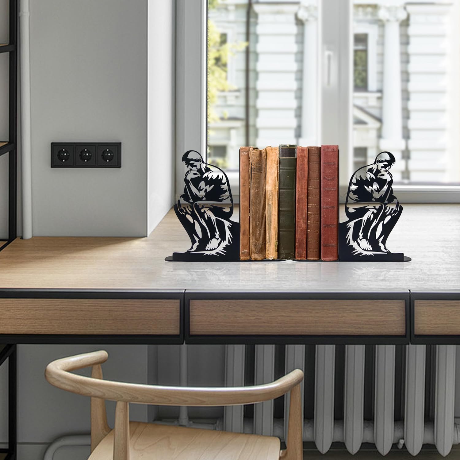 The Thinker Metal Bookends Sculptural Set