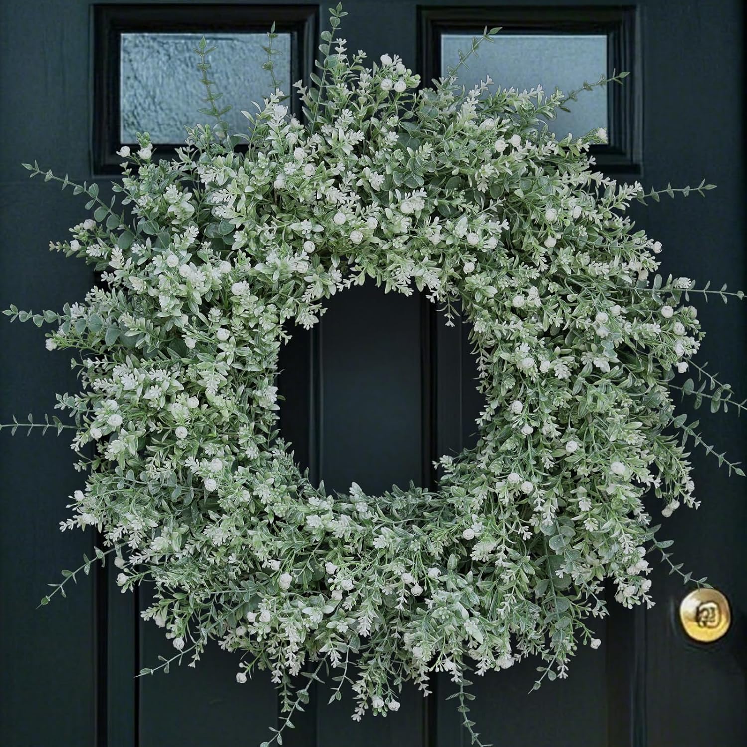 26 Large Eucalyptus Wreath with Lavender and Babys Breath