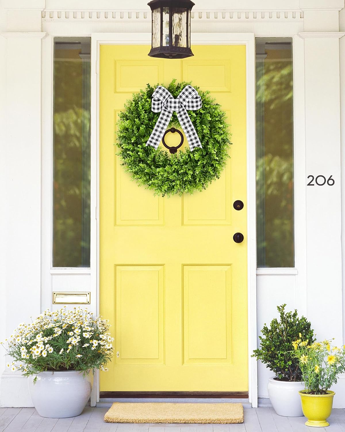 Vlorart 20-Inch Boxwood Wreath Artificial Front Door Decor