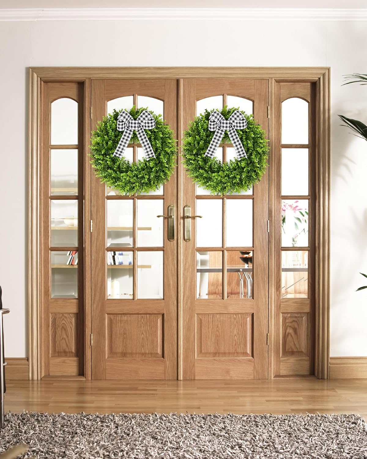 Vlorart 20-Inch Boxwood Wreath Artificial Front Door Decor