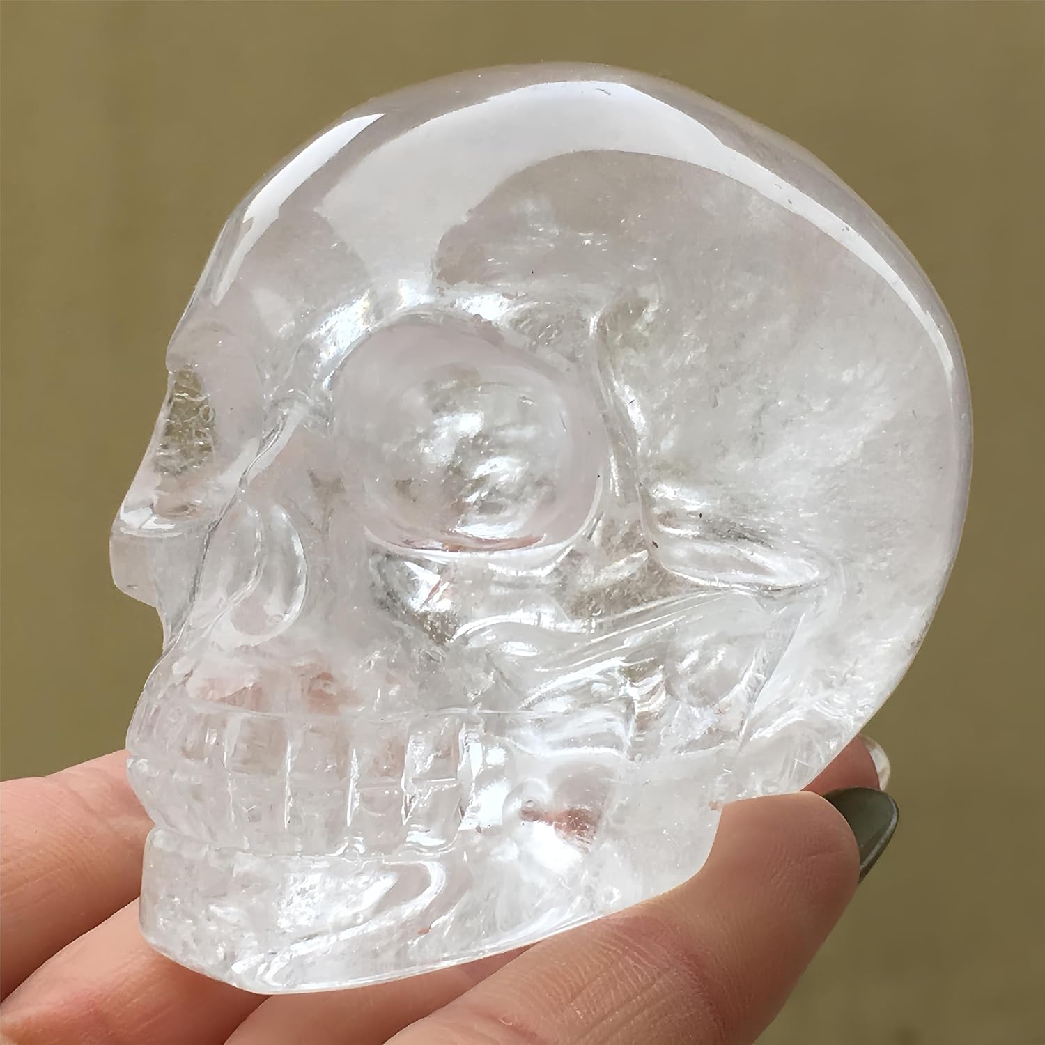 Natural Quartz Crystal Skull Head Sculpture Decor
