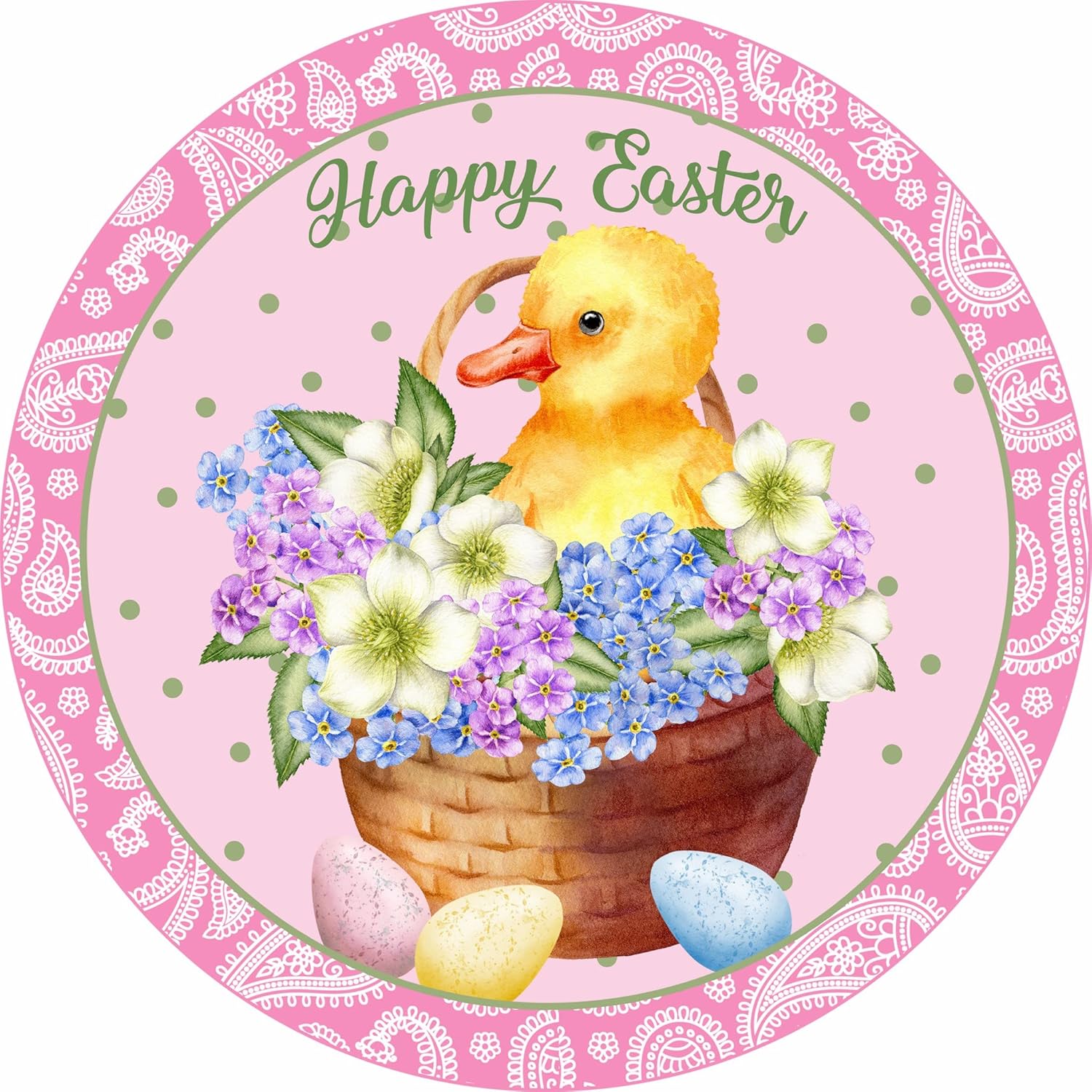 Happy Easter Duck Decor Sign 8x8 Inches
