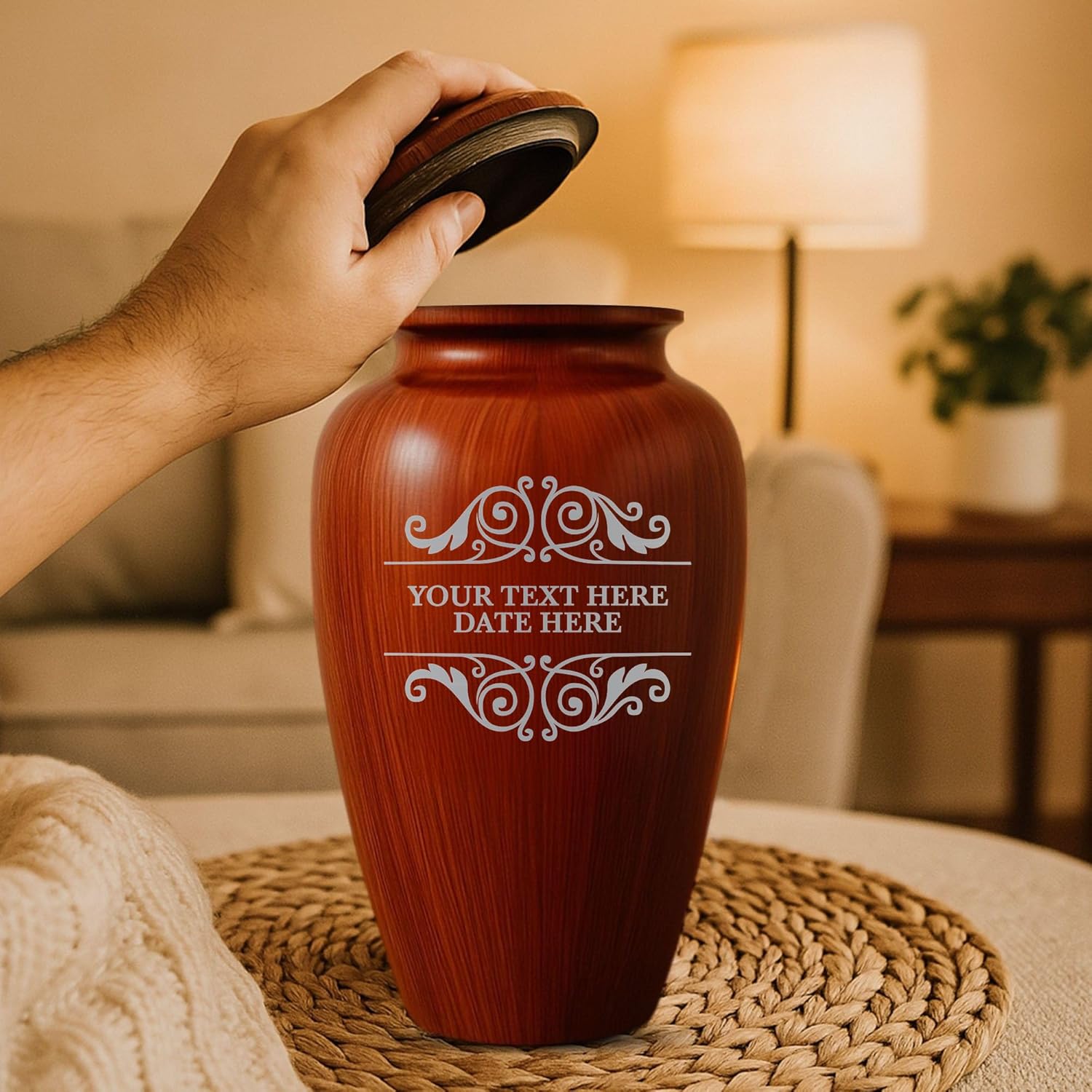 Custom Cremation Urn with Painted Wood Finish