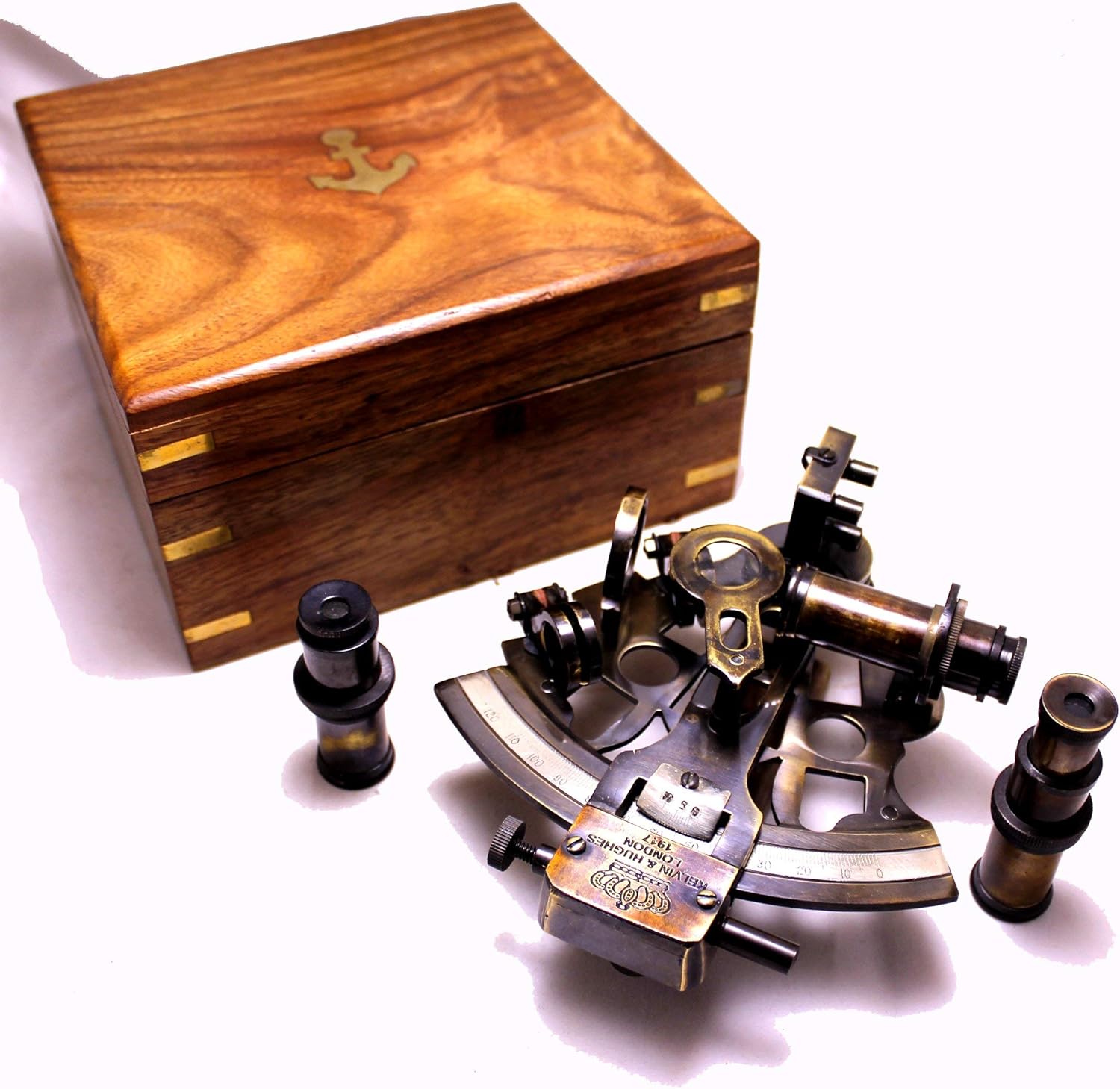5 Inch Bronze Astrolabe Sextant with Wooden Box