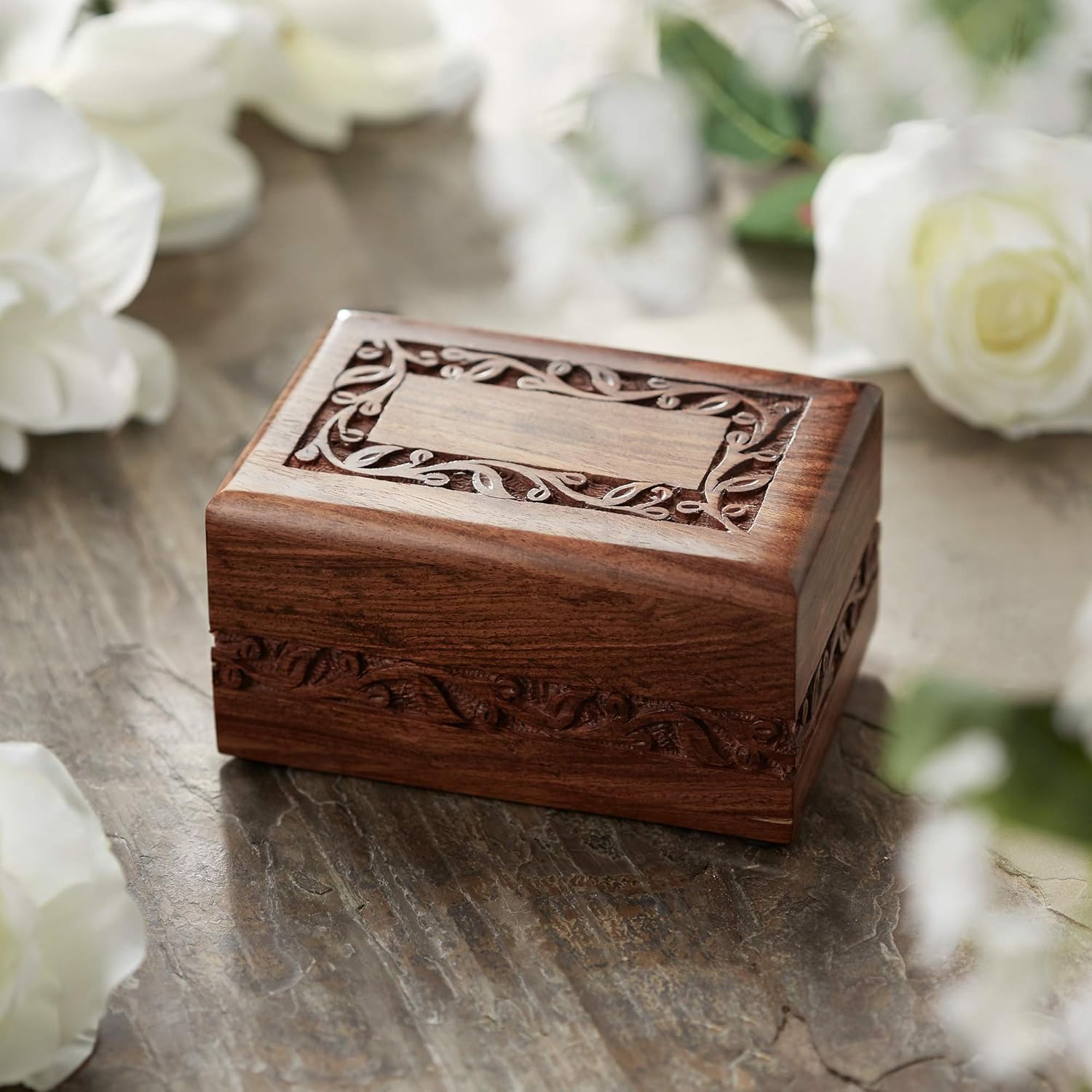 Reminded Rosewood Urn Box with Velvet Bag - Small