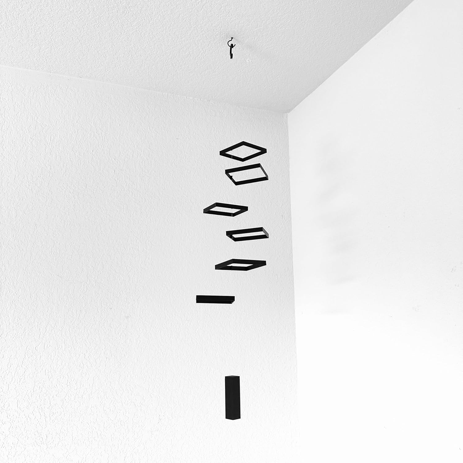 Elegant Minimalist Hanging Mobile with 6 Black Squares