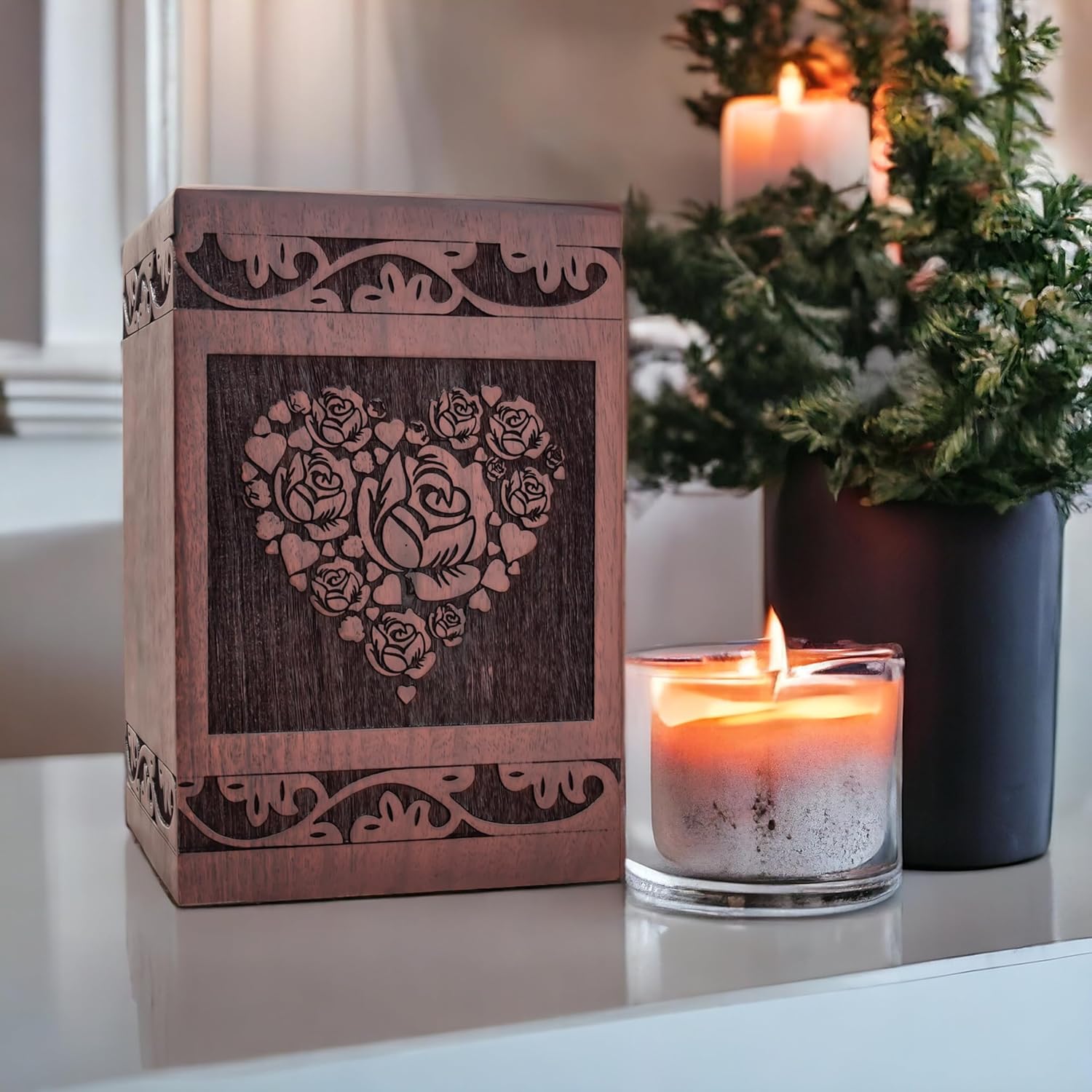 Heart Cremation Urn for Women - Decorative Ashes Urn Keepsake Urn for Human Remains