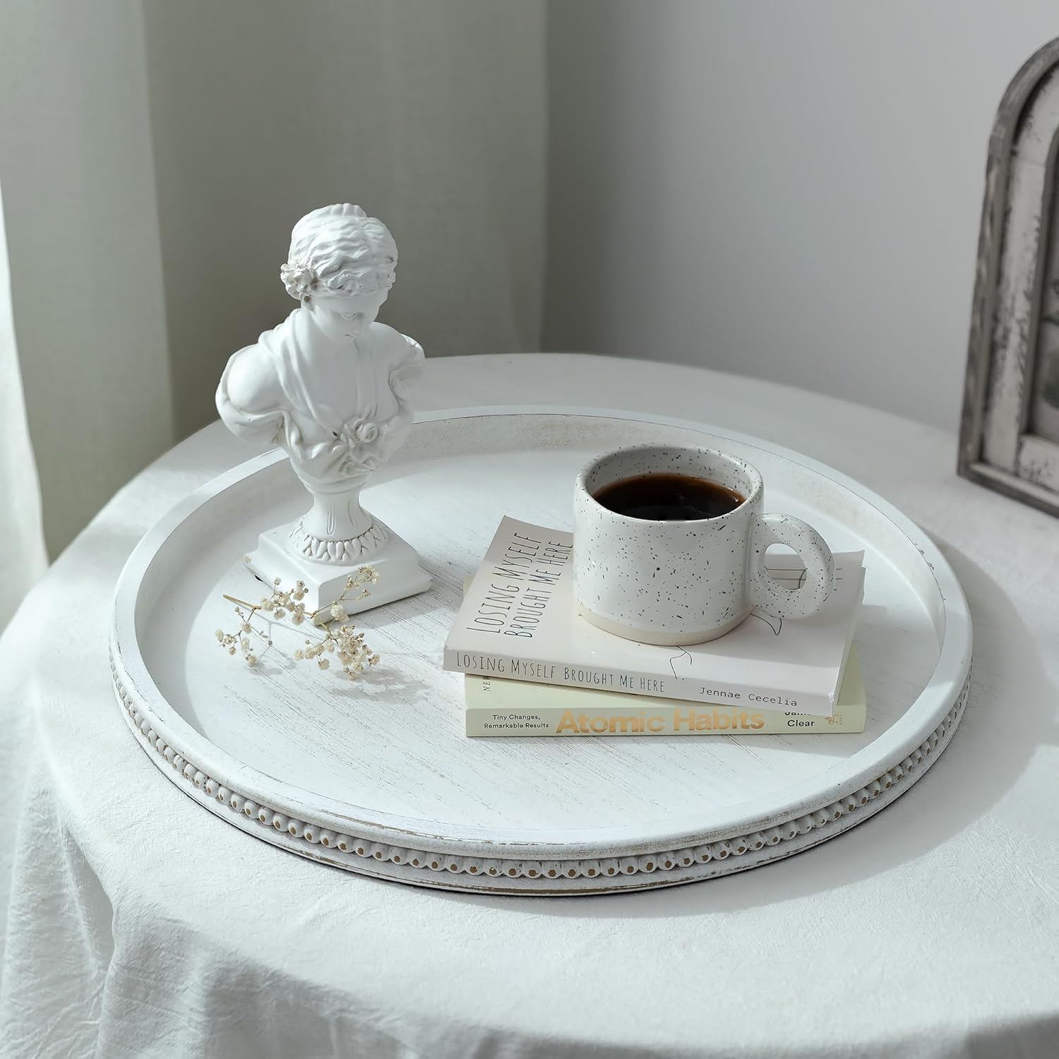 Hanobe Large Round Decorative Tray for Home