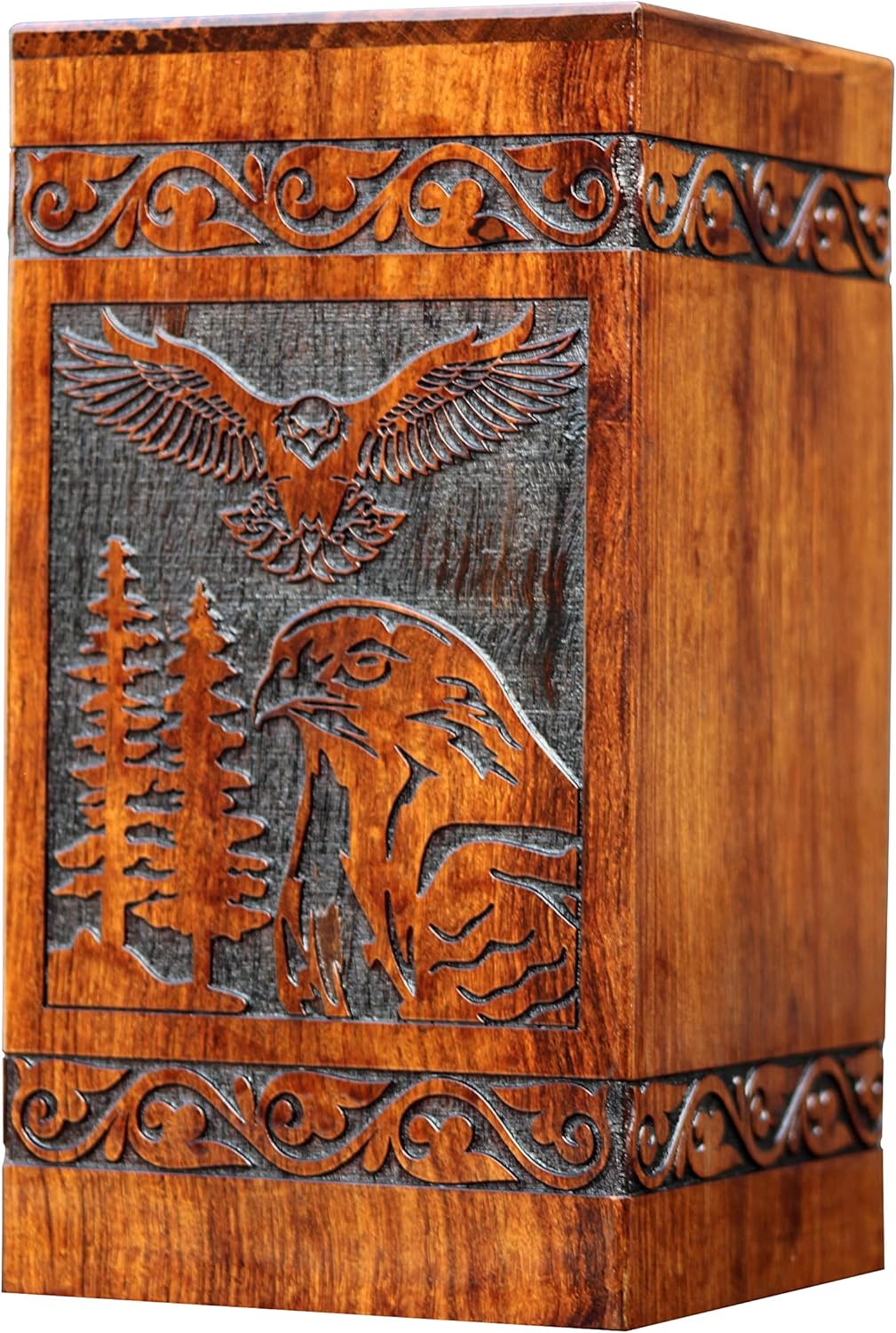 Rosewood Urn for Human Ashes - Eagle Hand-Crafted