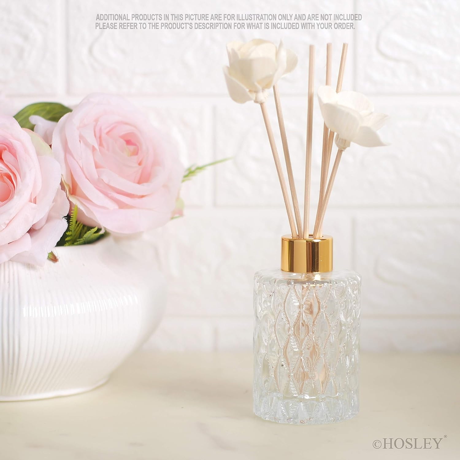 Hosley Set of 4 Mid Century Modern Glass Diffuser Bottles Gold 4 Inch High