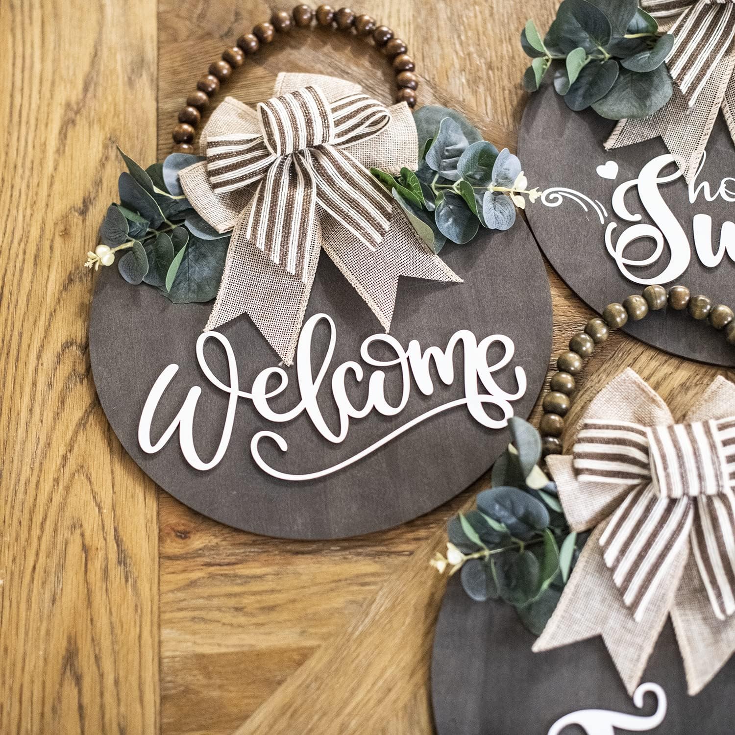 Welcome Sign for Front Door Wreath Decorations