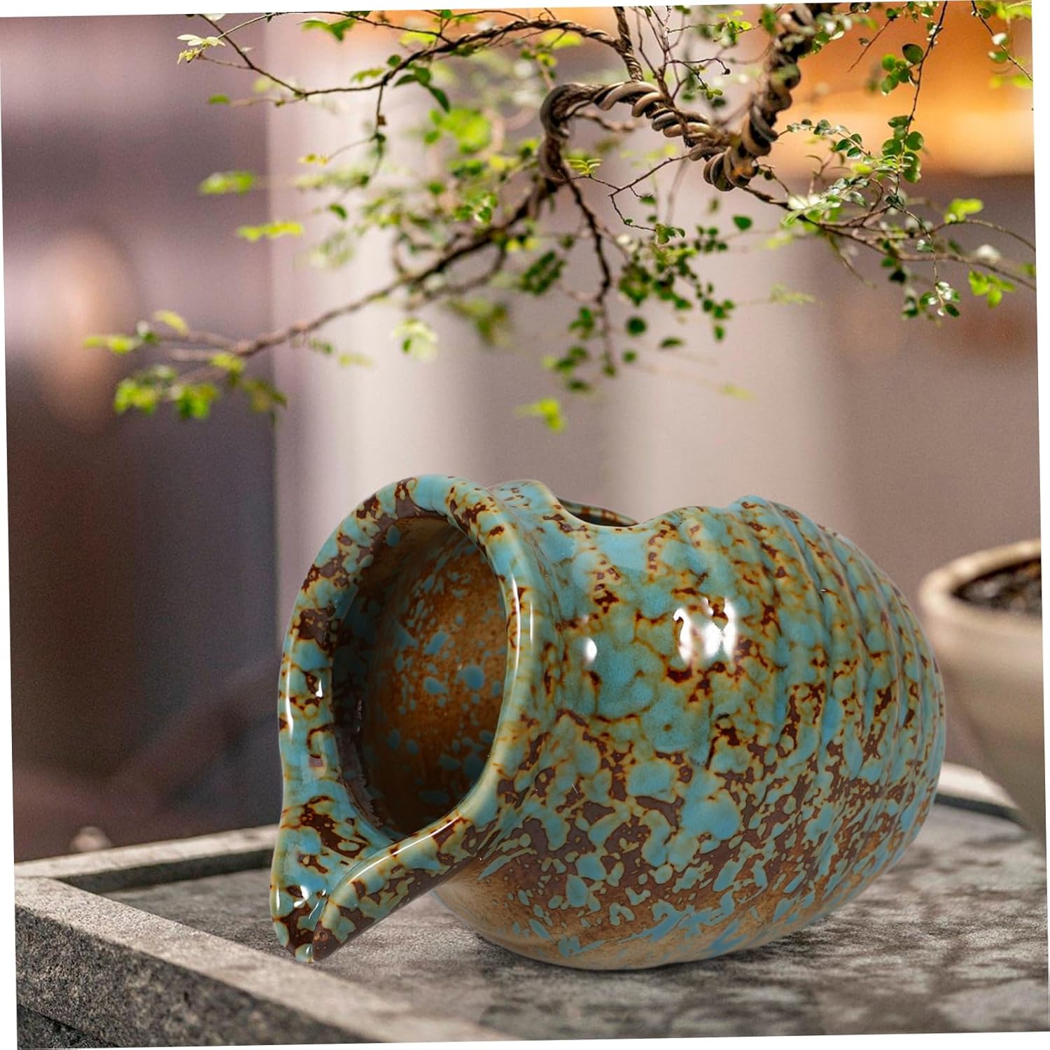 Vintage Ceramic Waterfall Jar for Aquarium and Garden Decor