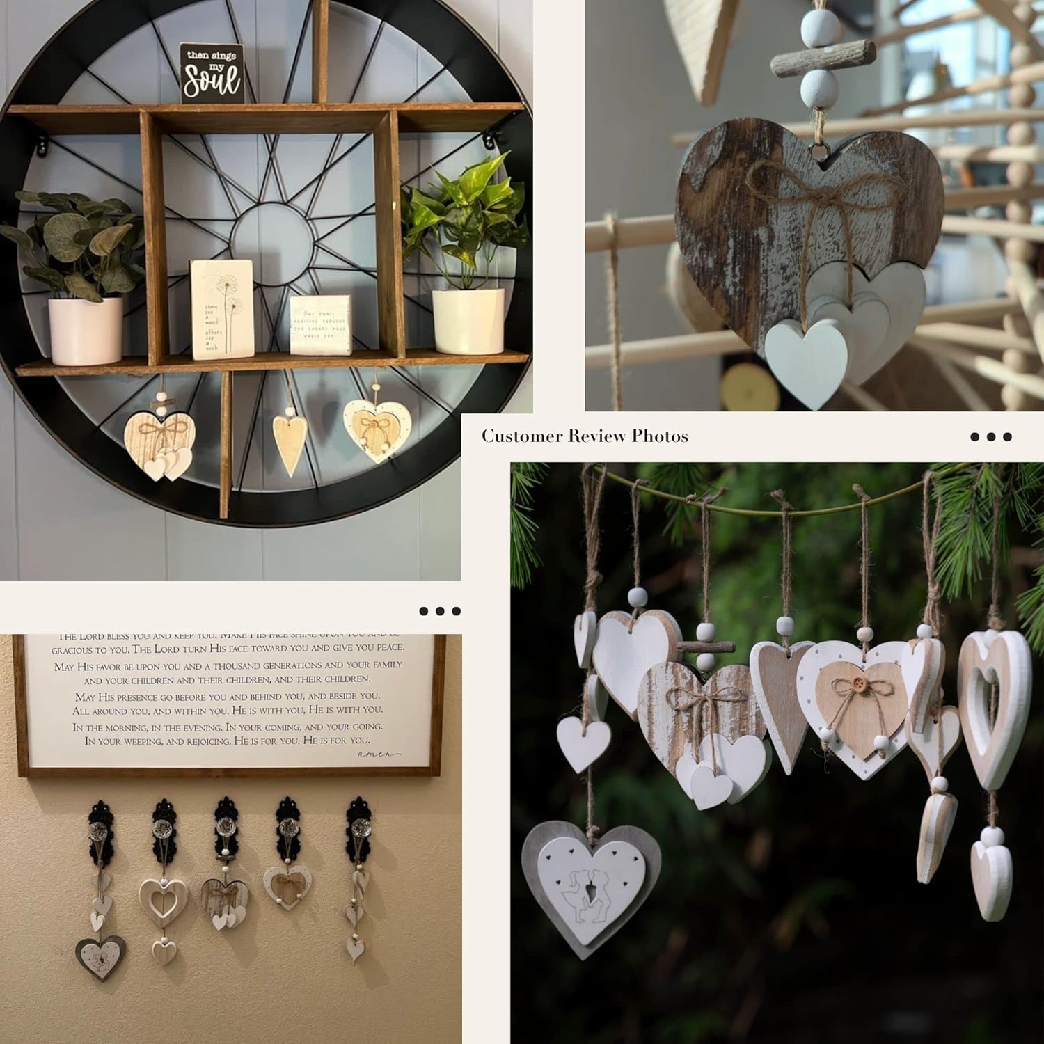 SunBeam Heart-shaped Wooden Hanging Decorative Ornaments