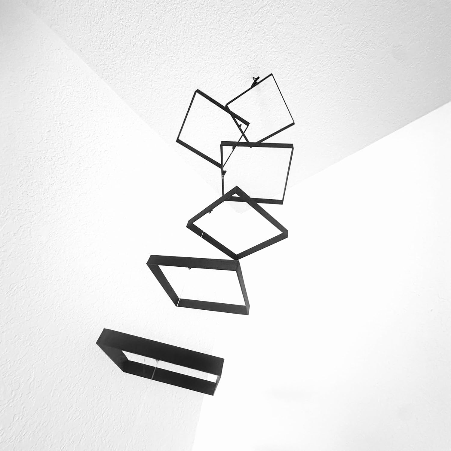 Elegant Minimalist Hanging Mobile with 6 Black Squares