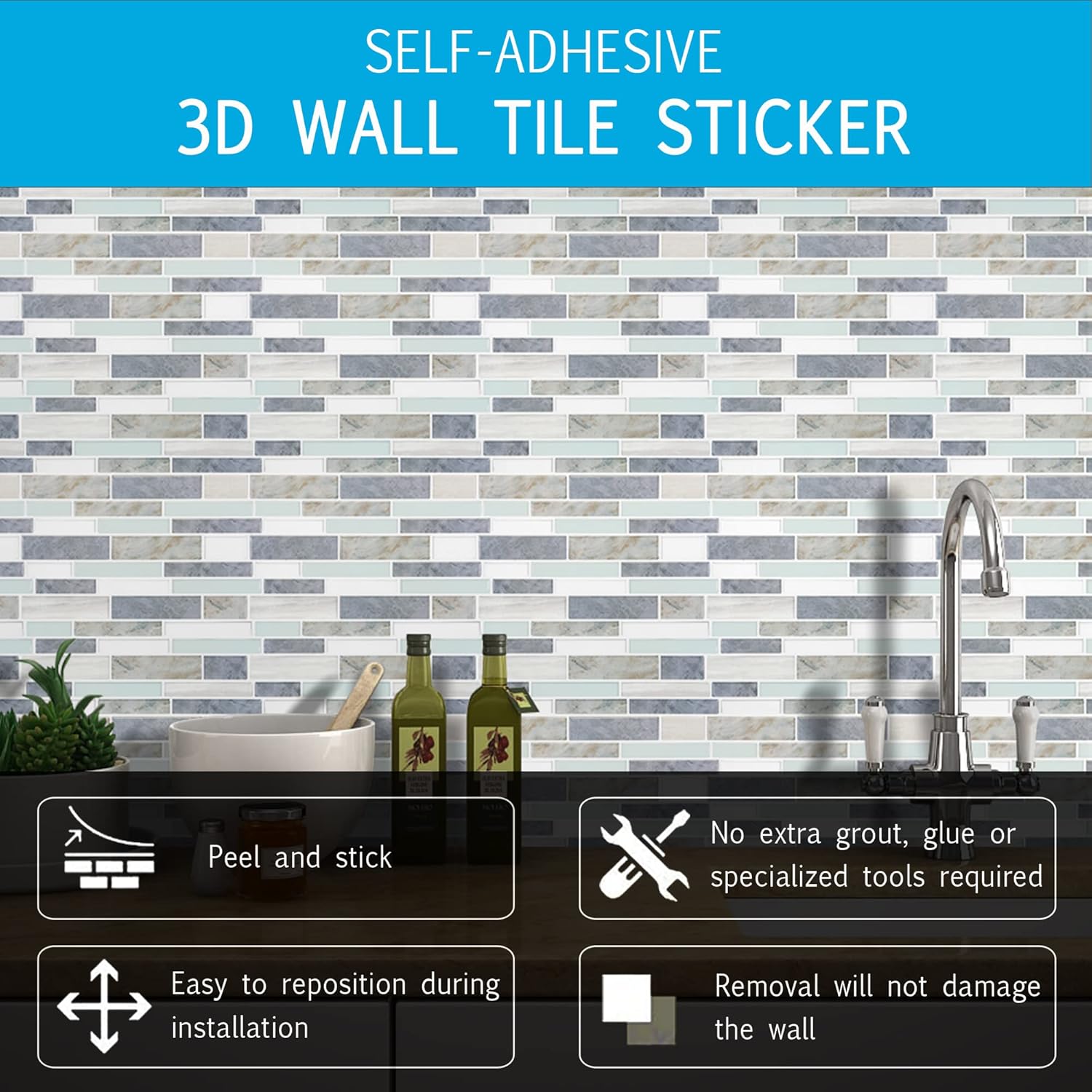 Vamos Tile 10-Sheet Peel and Stick Backsplash Tiles