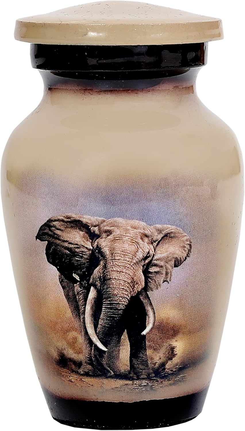Hlc Lovely Elephant Small Keepsake Urn - Mini Memorial Urn for Human Ashes with Velvet Box Bag 3 In