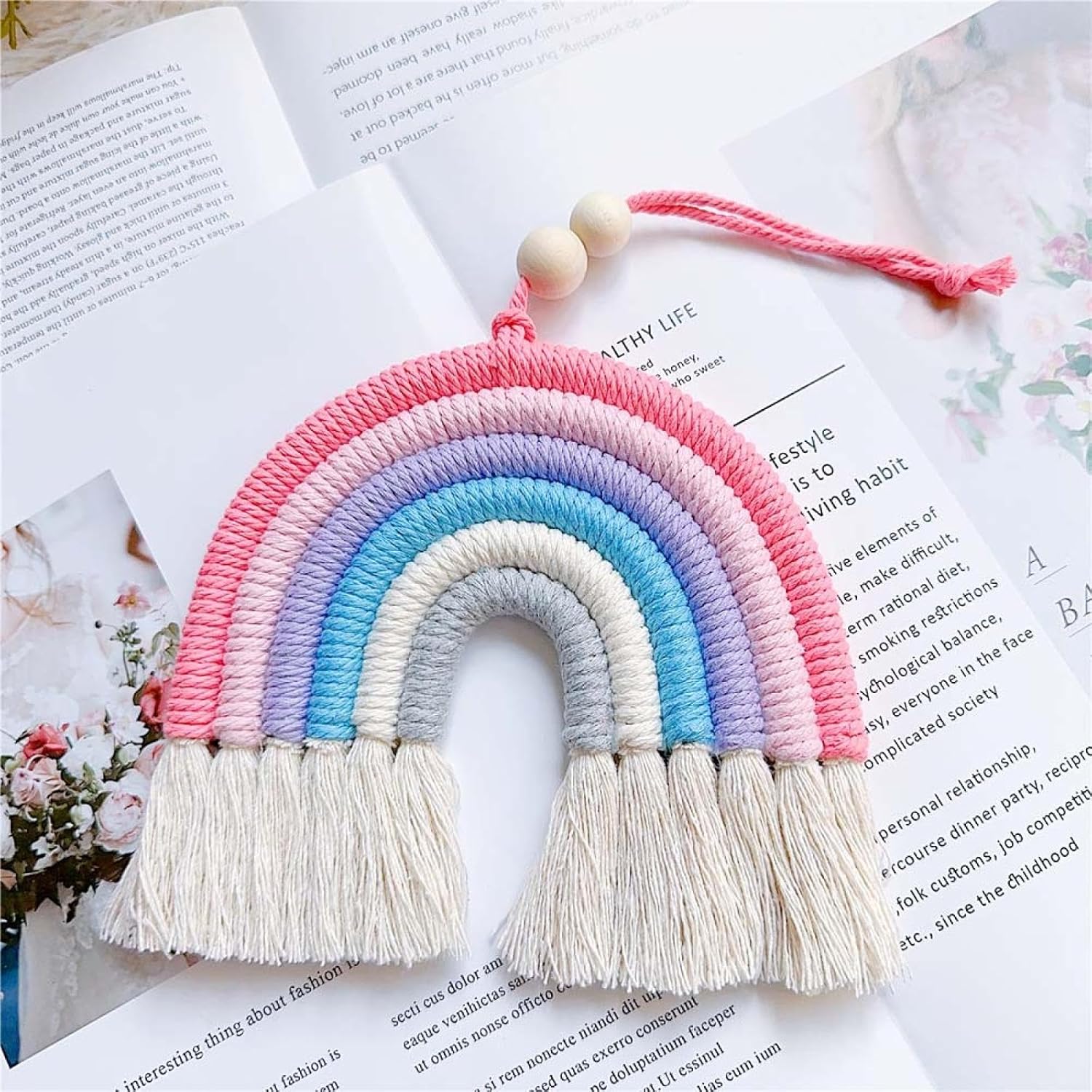 6 Colorful Car Hangers Handwoven Decorative Pendants