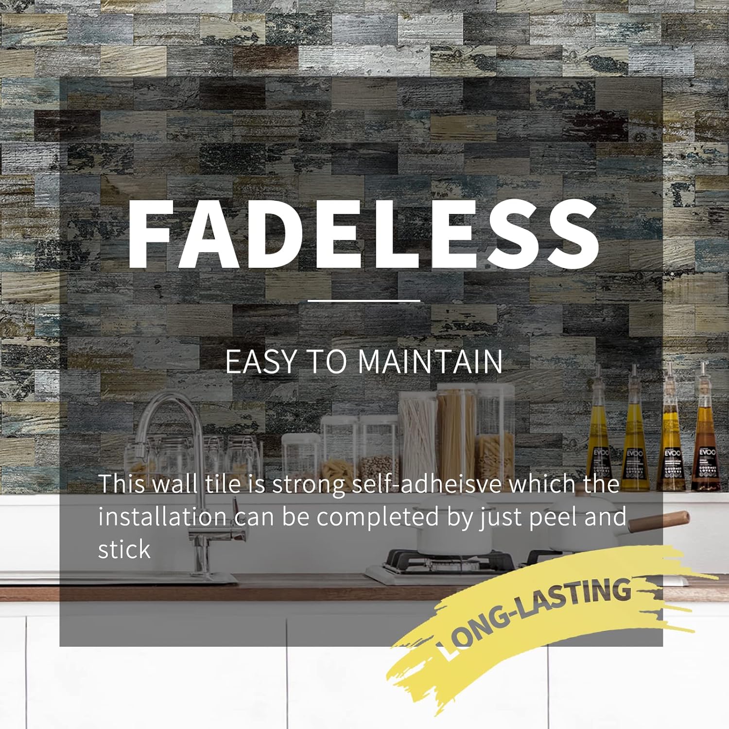 Art3d 10-Sheet Peel and Stick Backsplash Tiles in Spruce Grey Rustic