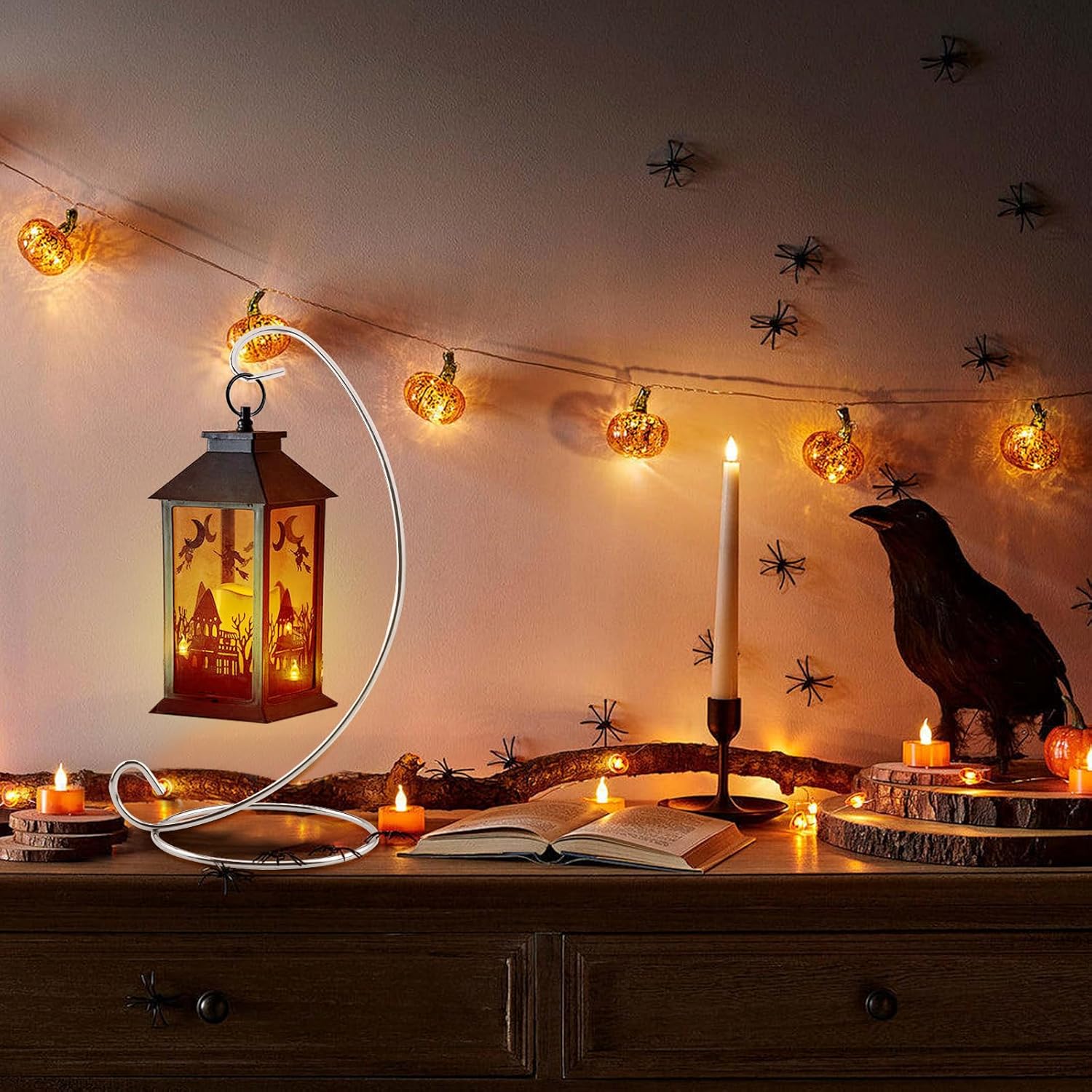 Abom 3 Pack 9in Ornament Display Stand with Silver Iron Hanging Hook for Home Decor and Party Use