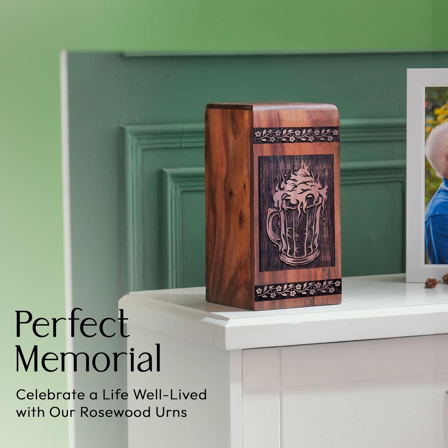 Large Wooden Cremation Urn - 1125 Inch Black Ashes Memorial Urn