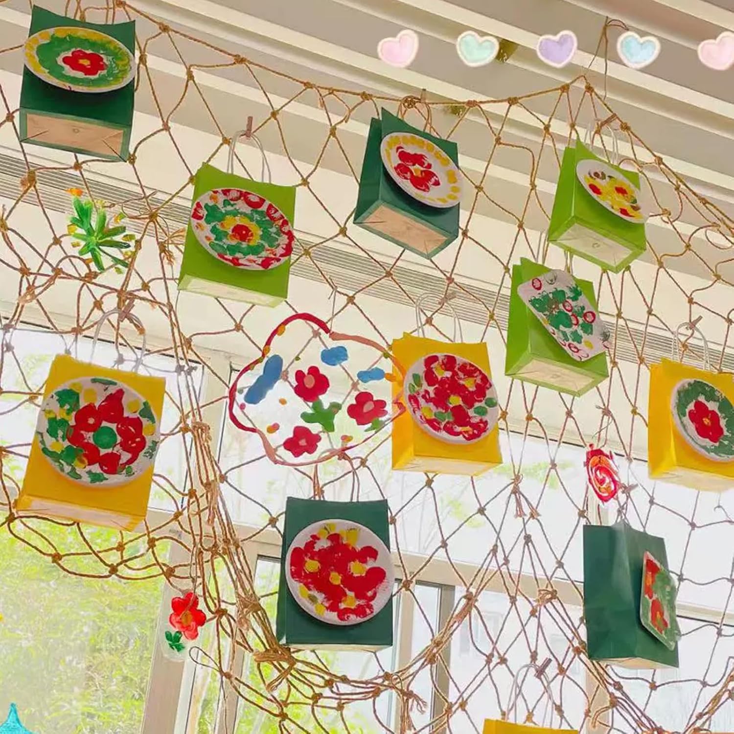 2PCS Fish Net Decorations Ocean Themed Wall Hanging