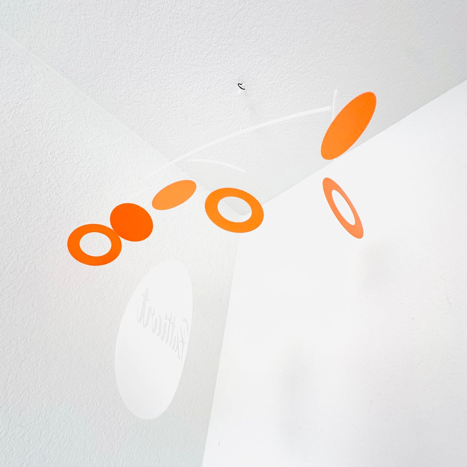 Minimalist Hanging Mobile with 3 Solid Circles and 3 Ring-Shaped Circles