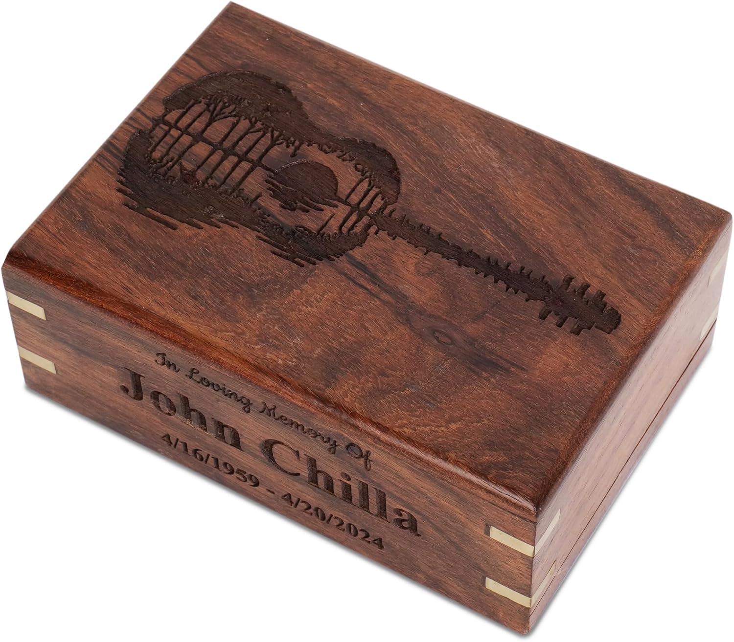 Personalized Rosewood Urns for Human or Pet Ashes Guitar Engraved Cremation Urn