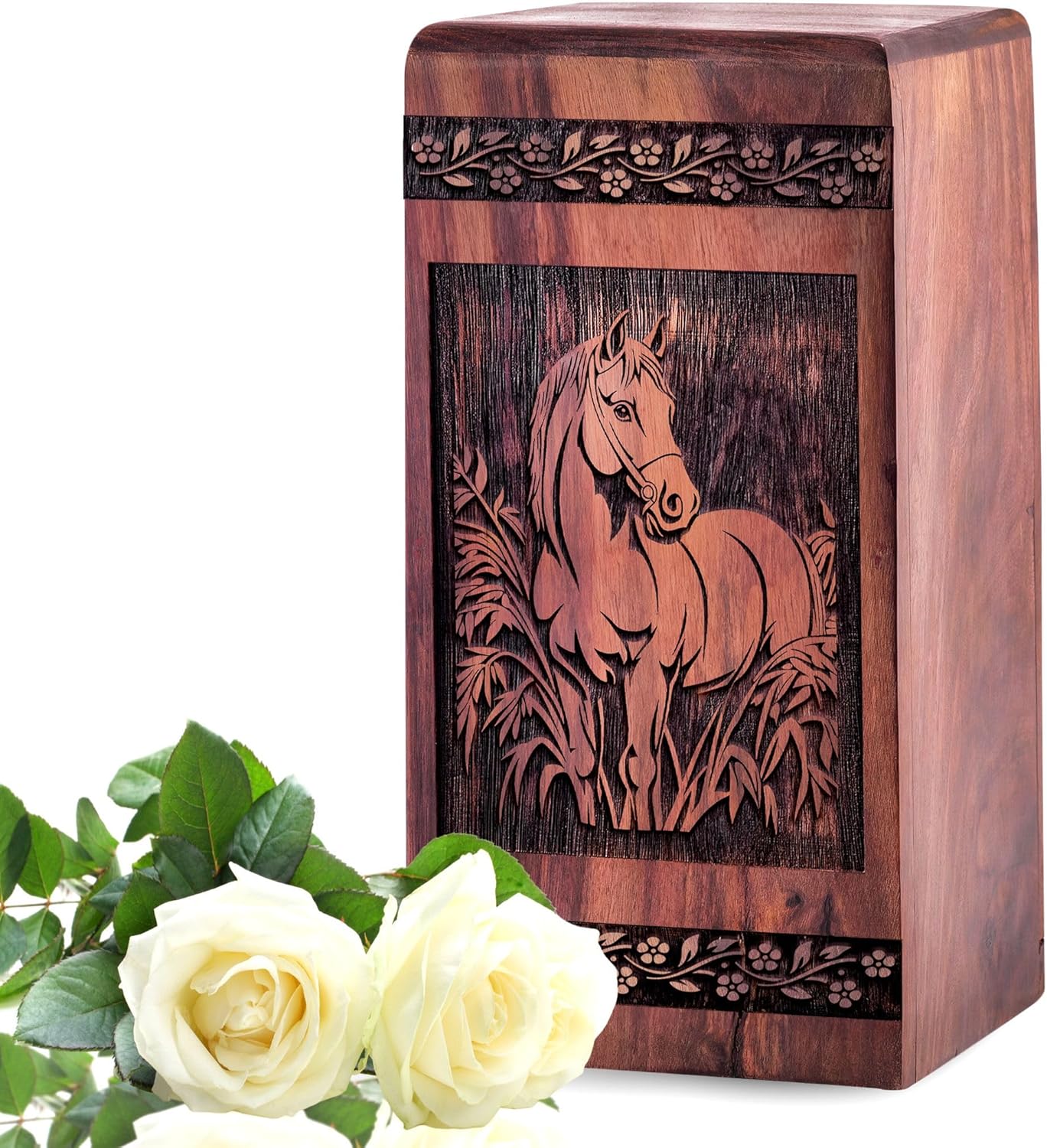 KARYLIZ Horse Miniature Wooden Urn for Ashes - 8 Inch