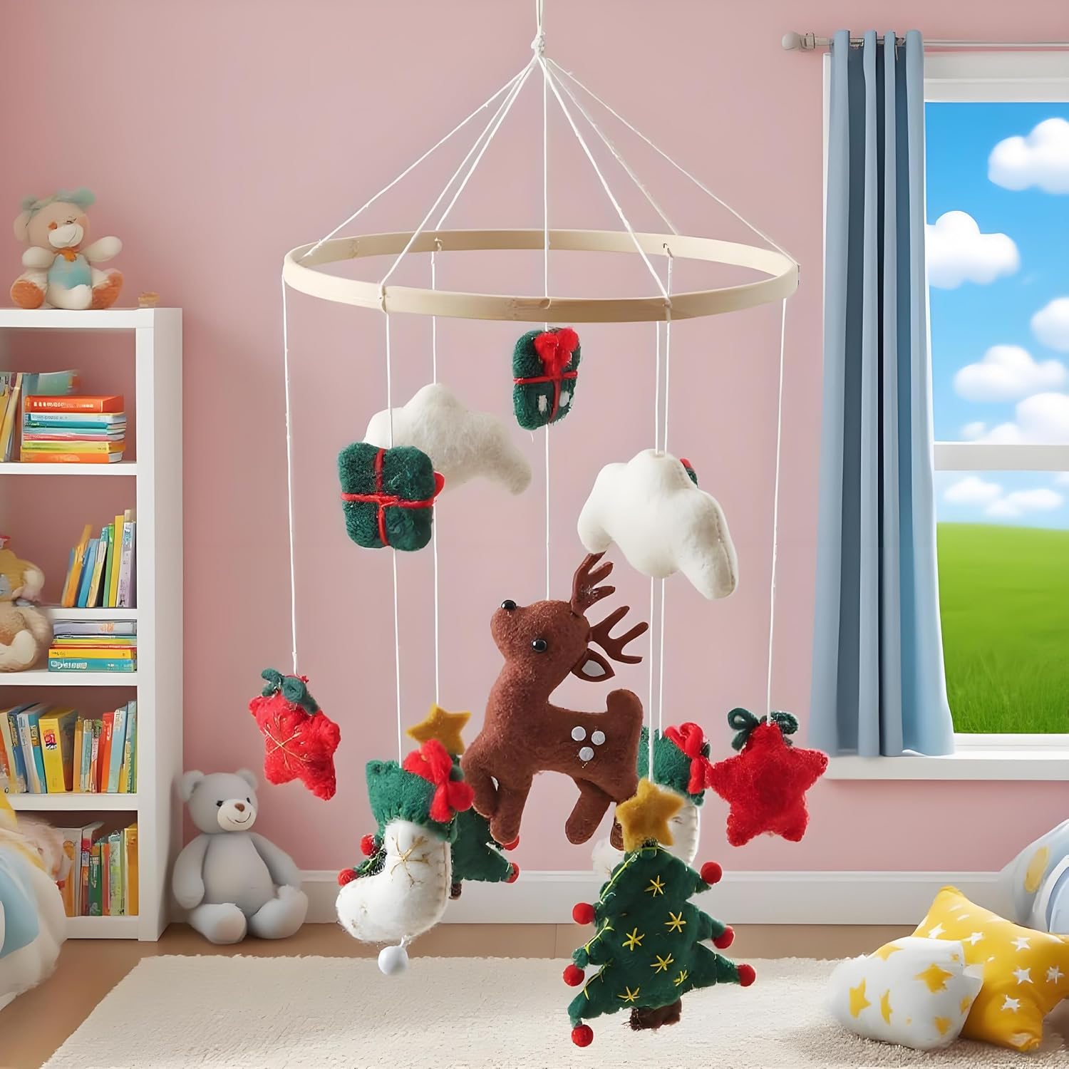Handmade Felt Christmas Crib Mobile for Baby Room