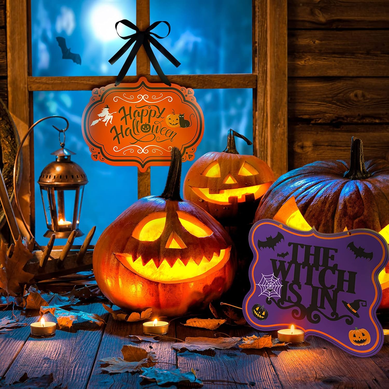 4 Pcs Halloween Felt Hanging Signs for Wreaths and Door Decorations