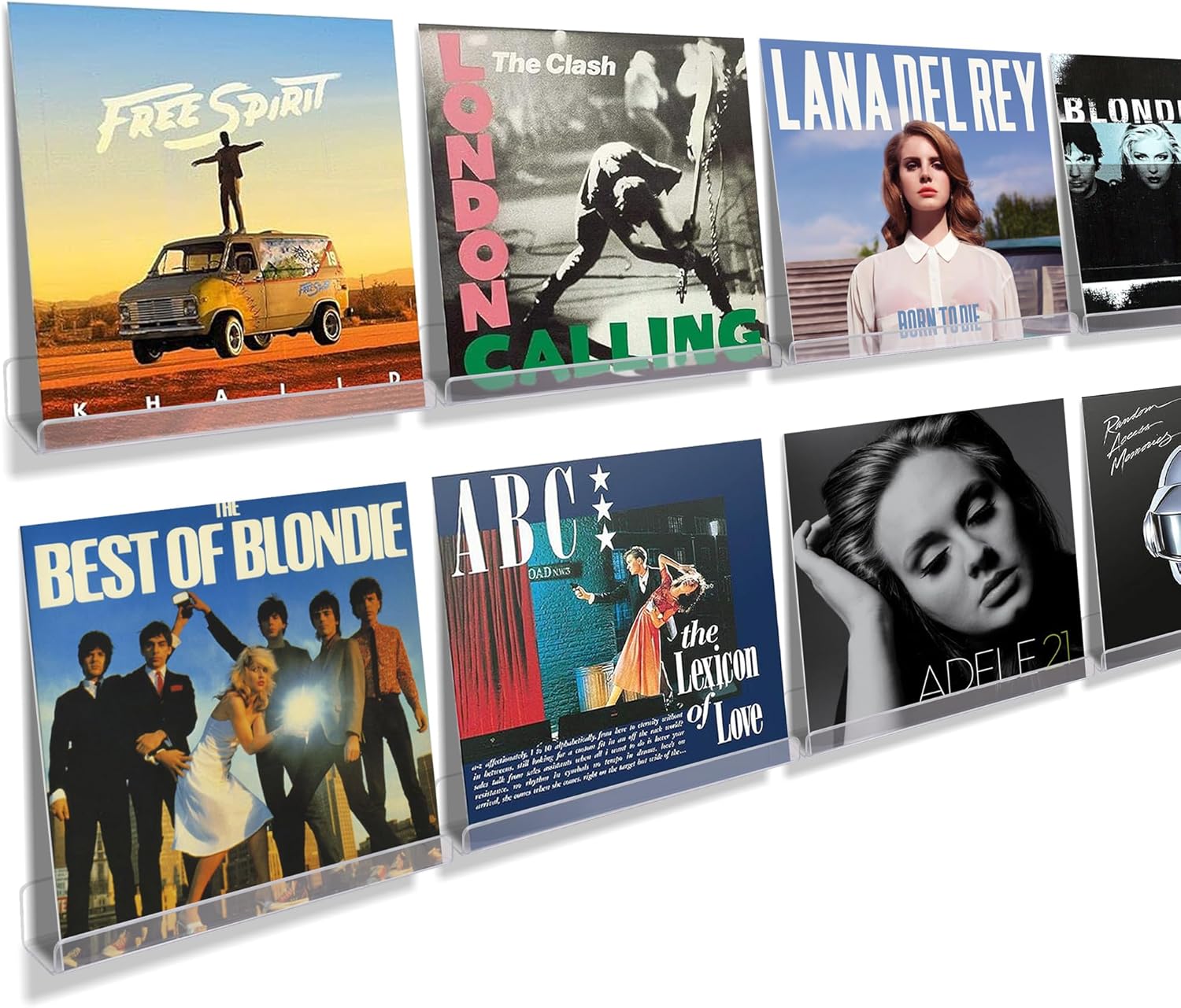 Upsimples 8 Pack Vinyl Record Wall Shelves Clear Acrylic Floating Display for Album Storage