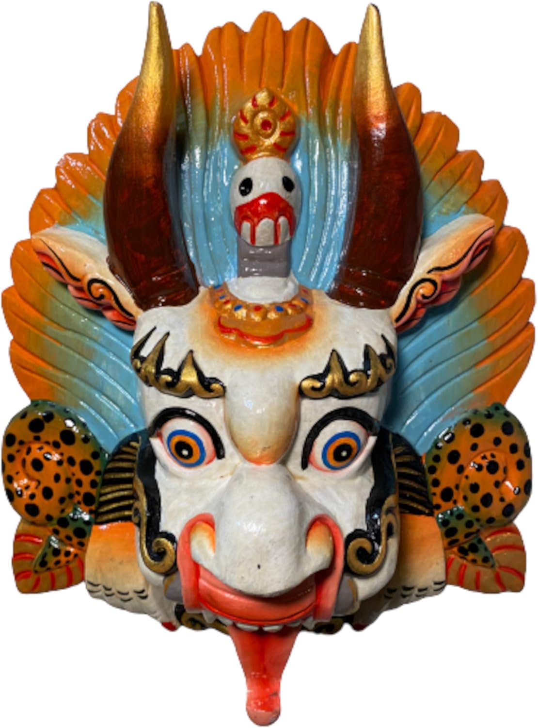 Himalayan Craft Wall Sculpture Snake Eater God Cheppu Wooden Mask