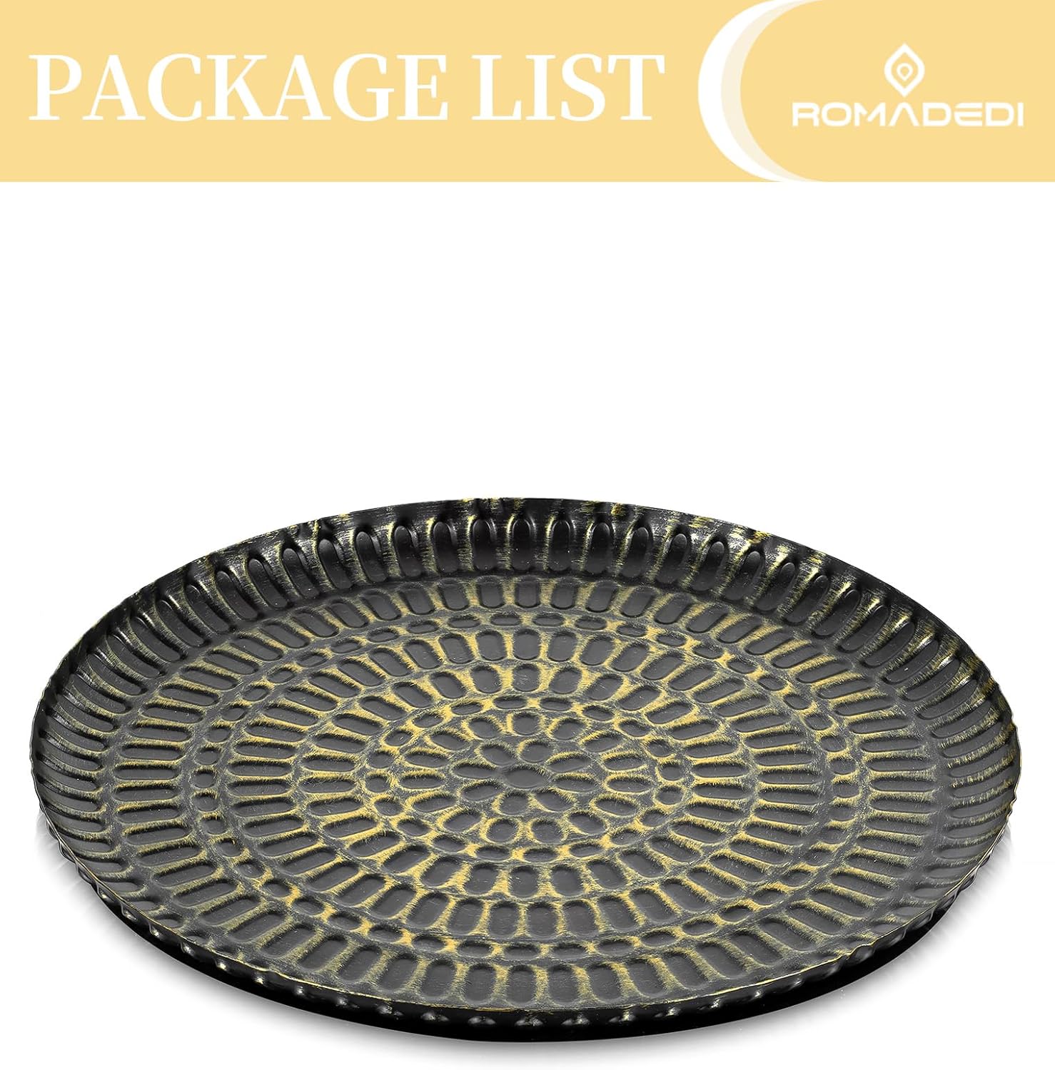 Romadedi Round Candle Tray - 118 Inch Vintage Metal Decor with Distressed Finish