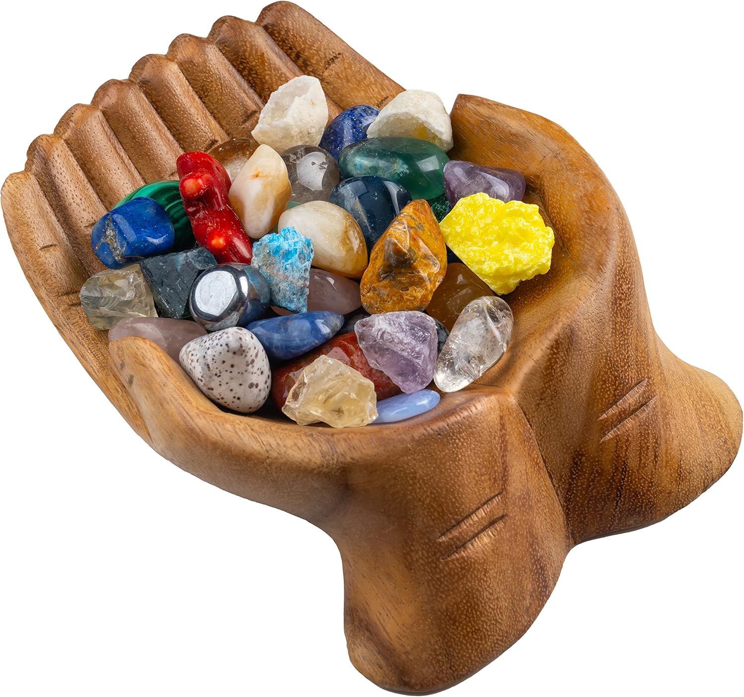 Curawood Carved Hands Crystal Display Bowl