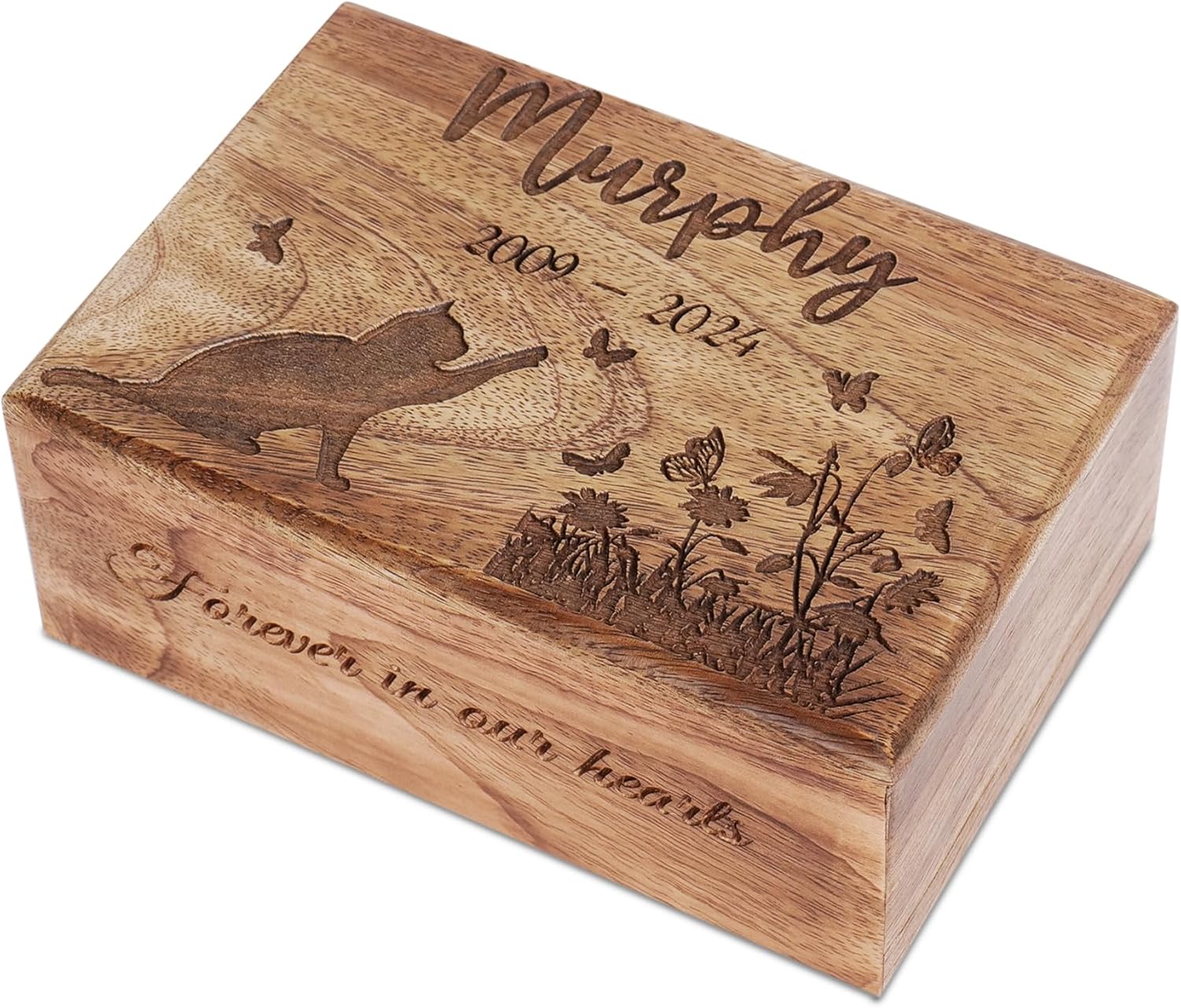 Personalized Wooden Pet Urn - Custom Dog Cremation Urn for Cats and Small Animals
