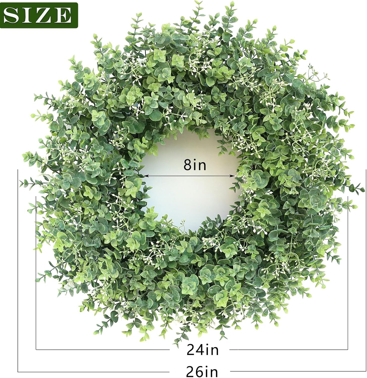 26 Artificial Eucalyptus Wreath with White Seeds