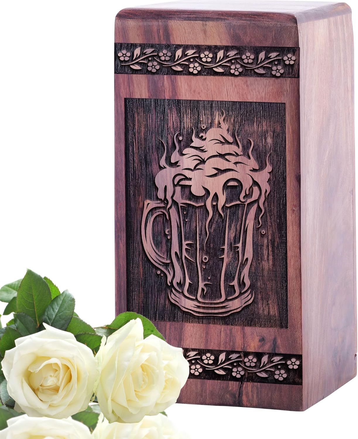 Large Wooden Cremation Urn - 1125 Inch Black Ashes Memorial Urn