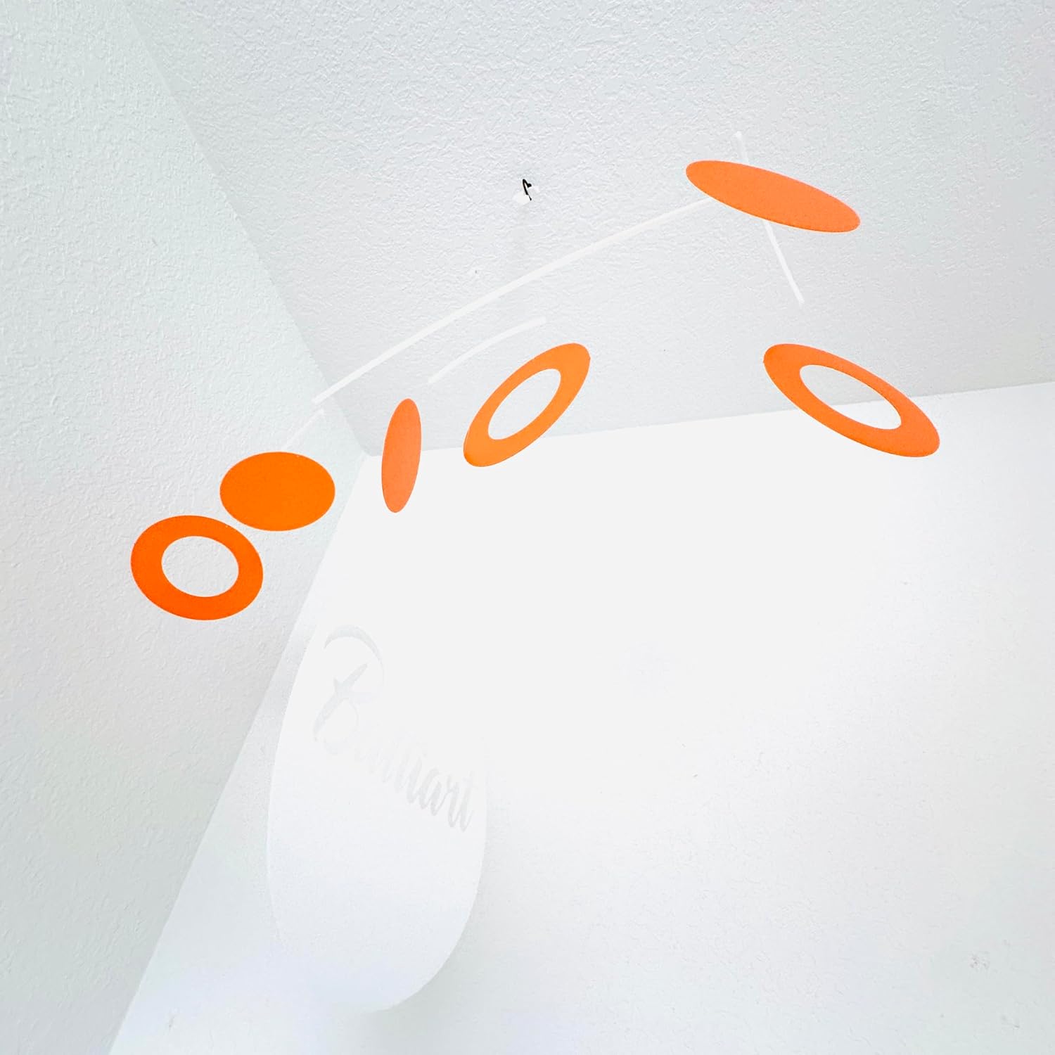 Minimalist Hanging Mobile with 3 Solid Circles and 3 Ring-Shaped Circles