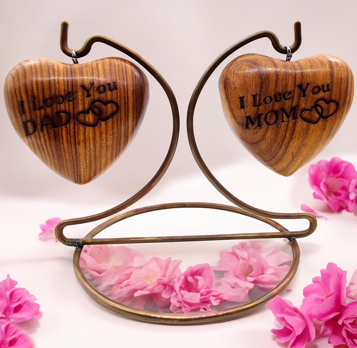 Wooden Dual Heart Keepsake Urn for Ashes