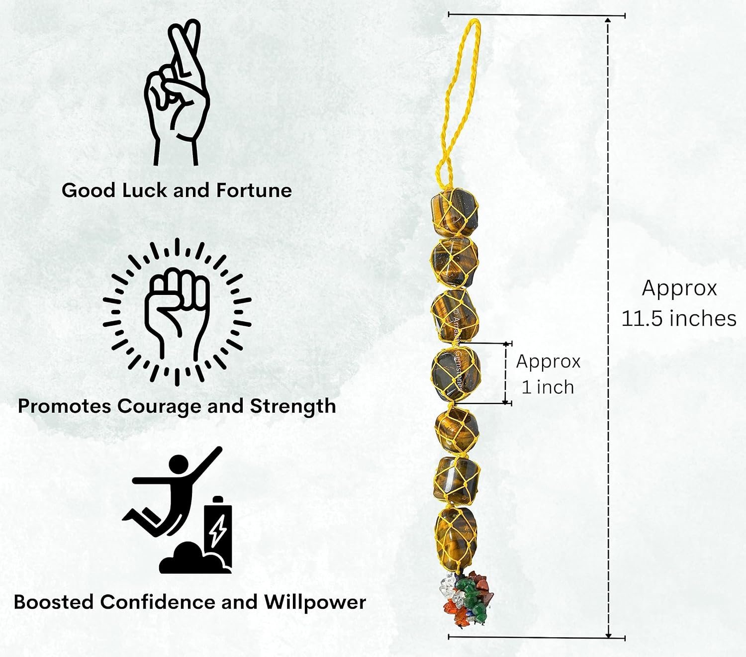 Amazing Gemstone Tiger Eye Crystal Car Mirror Hanging Decor